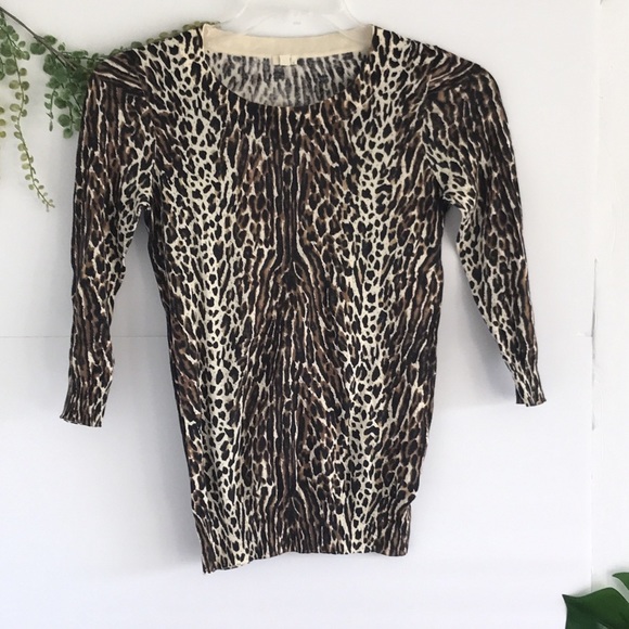 J. Crew Sweaters - J. Crew leopard print crew sweater black brown